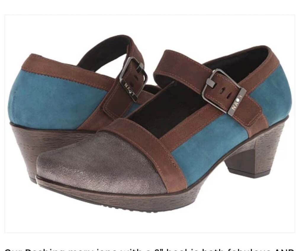 NAOT Dashing Mary Jane Leather Heels Shoes Teal Brown